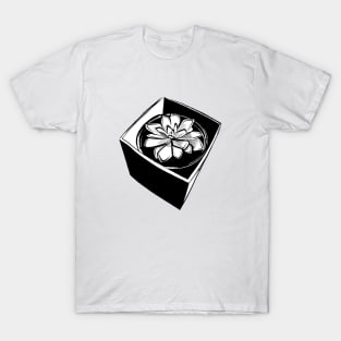 Striking Black and White Succulent Illustration T-Shirt